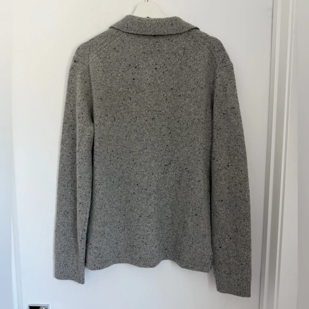 Guest in Residence Medium Grey Donegal Speckled Button-Up Sweater Shirt Jacket